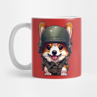 Funny military corgi in helmet Mug